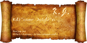 Kácser Jolán névjegykártya