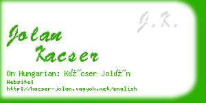 jolan kacser business card